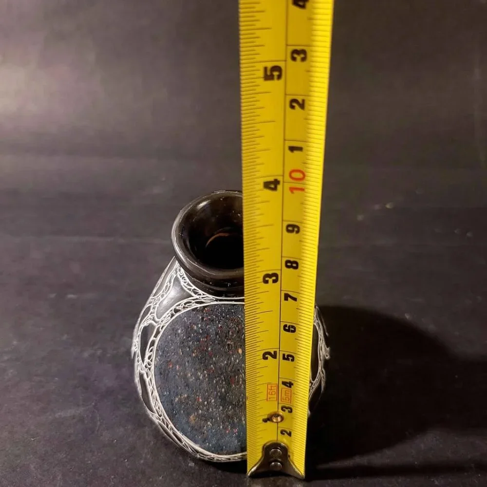 Small Hand-Etched Nicaraguan Art Pottery Vase Signed By Artist